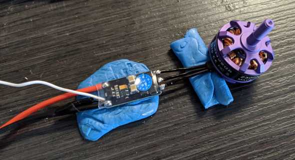 Motor soldered to ESC