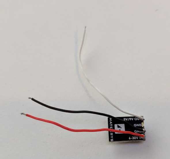 Matek voltage regulator with 3 wires soldered to it