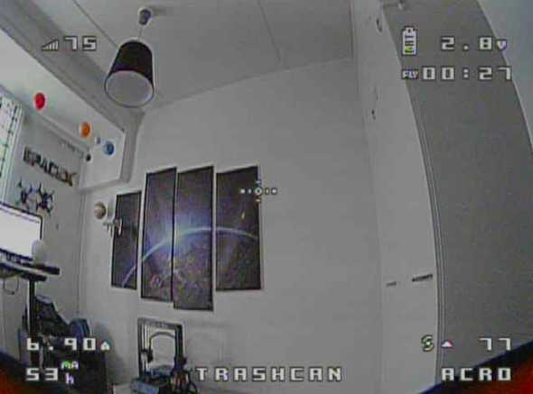 Eachine Trashcan OSD and a view through the Caddx camera
