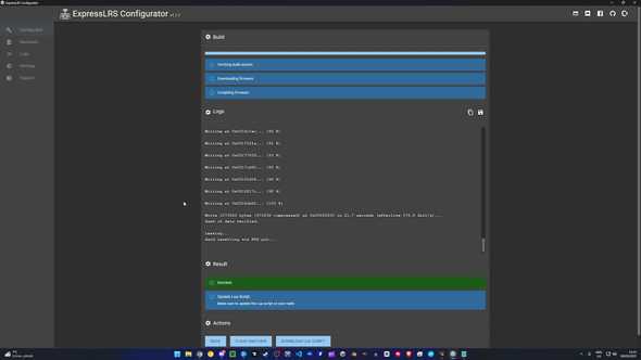 ExpressLRS Configurator done flashing