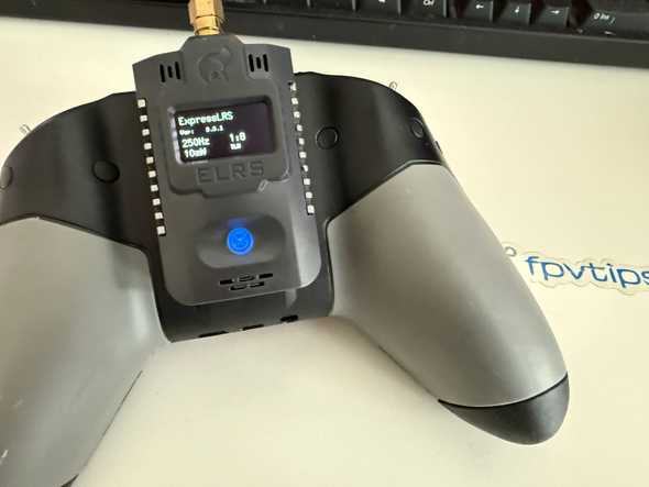Jumper AION ELRS nano module plugged into the Taranis X-Lite