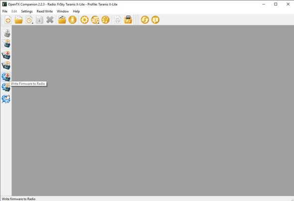 Write firmware to radio button in OpenTX