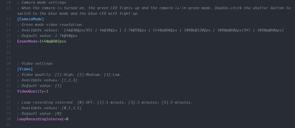 RunCam 5 camera config.ini example