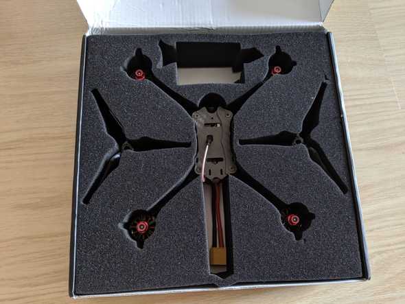 Emax Hawk 5 in the protective foam in the box