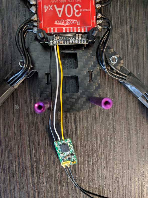 Frsky XM+ soldered to flight controller