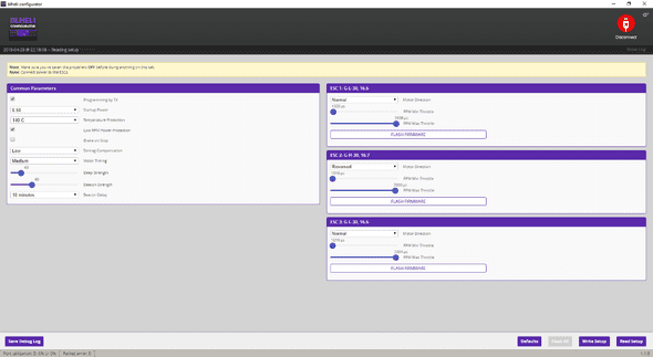 screenshot of the BLHELI configurator