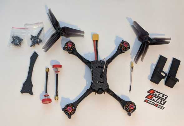 Emax Hawk 5 all items from the box laid out, picture 1
