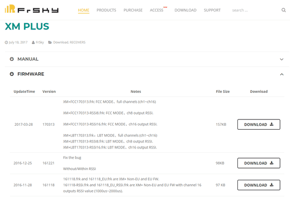 firmware for XM PLUS on FrSky's site