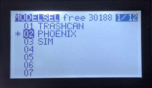 screenshot of the modelsel screen