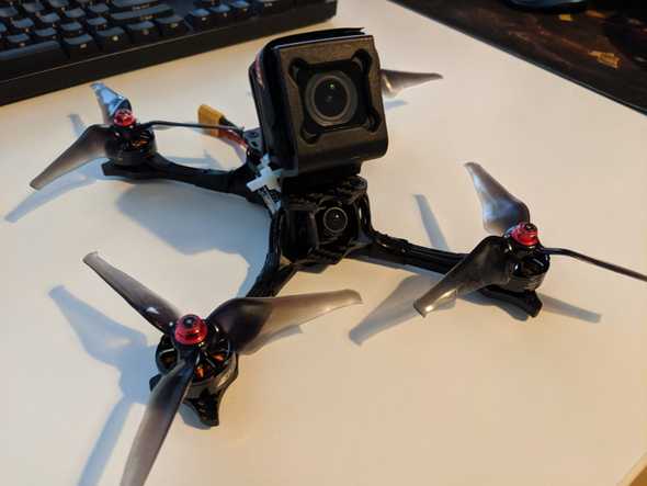 RunCam 5 mounted via a GoPro mount onto a Hawk 5 quadcopter