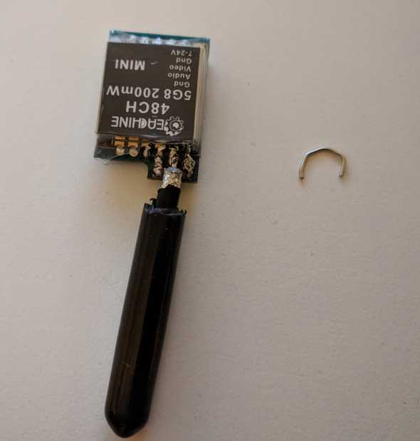 Antenna ready to solder in position
